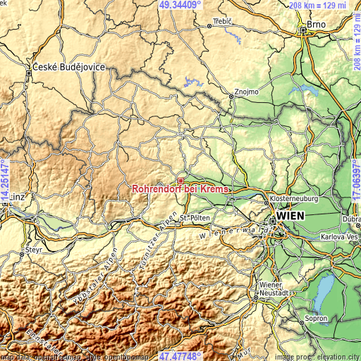 Topographic map of Rohrendorf bei Krems