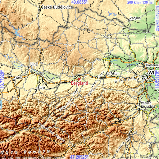 Topographic map of Bergland