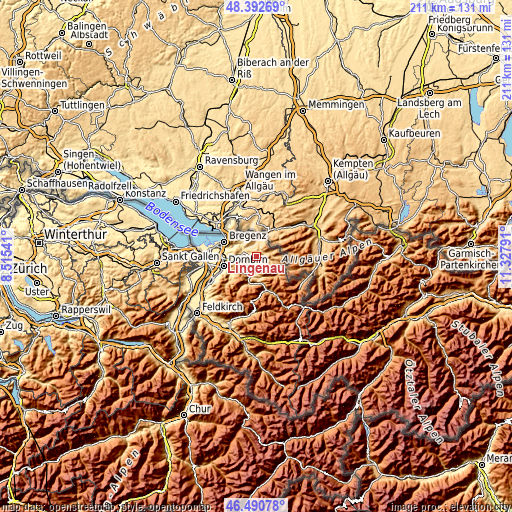 Topographic map of Lingenau