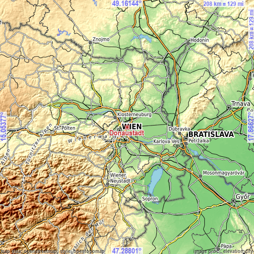 Topographic map of Donaustadt