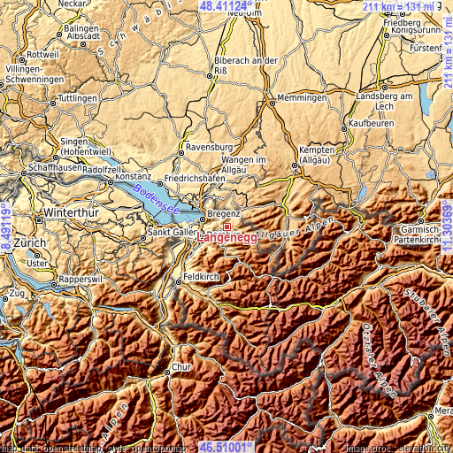 Topographic map of Langenegg