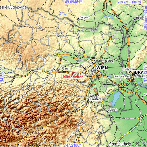 Topographic map of Hinterleiten