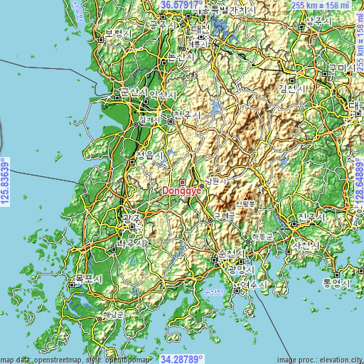 Topographic map of Donggye