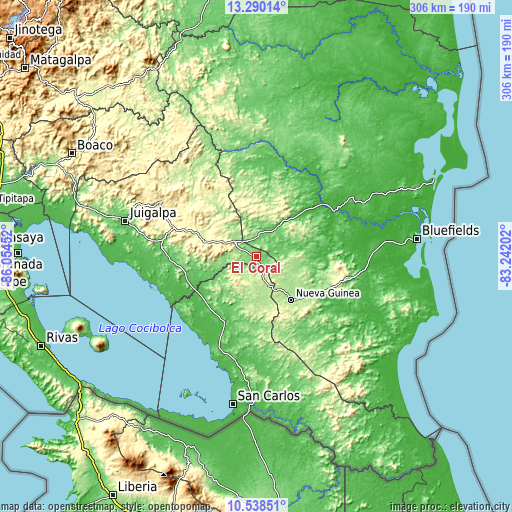 Topographic map of El Coral