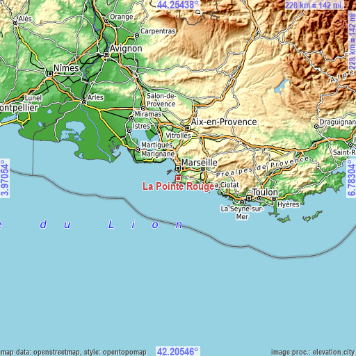 Topographic map of La Pointe Rouge