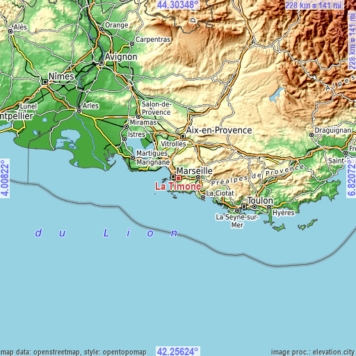 Topographic map of La Timone