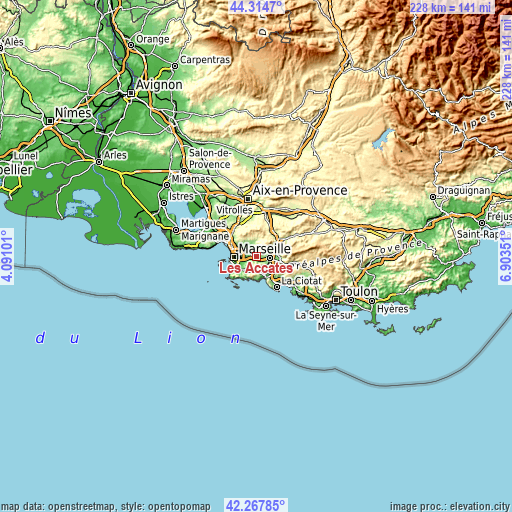 Topographic map of Les Accates