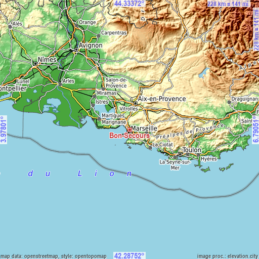 Topographic map of Bon-Secours
