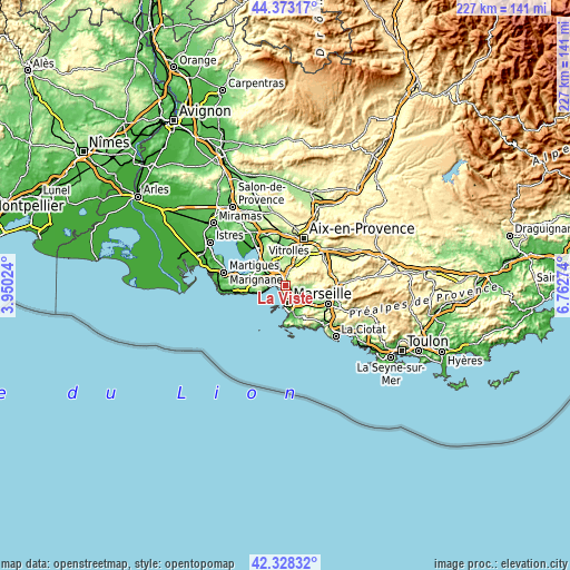 Topographic map of La Viste