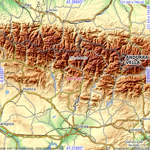 Topographic map of Beranuy