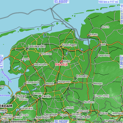 Topographic map of Marsdijk