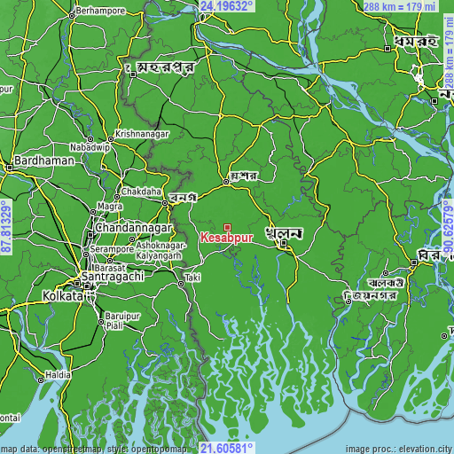Topographic map of Kesabpur