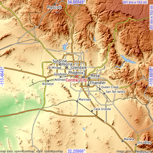Topographic map of Central City