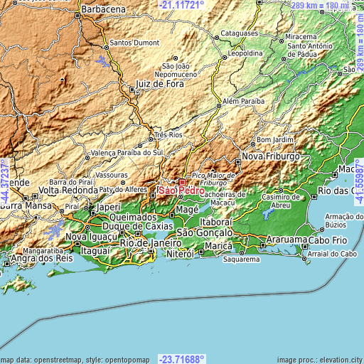 Topographic map of São Pedro