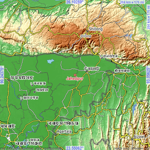 Topographic map of Jahedpur