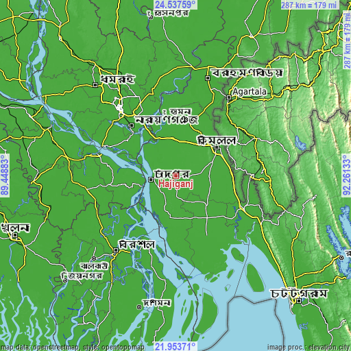 Topographic map of Hājīganj