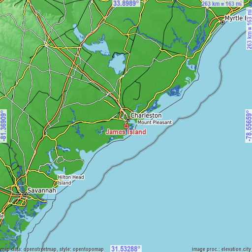 Topographic map of James Island