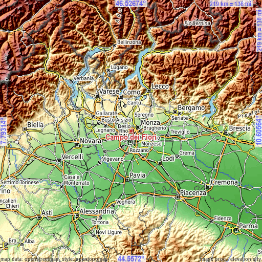 Topographic map of Campo dei Fiori