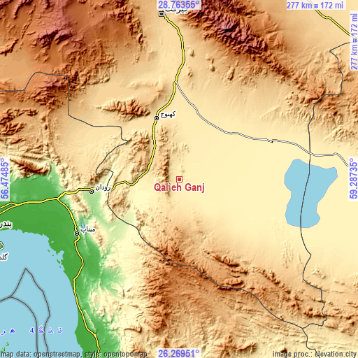 Topographic map of Qal‘eh Ganj