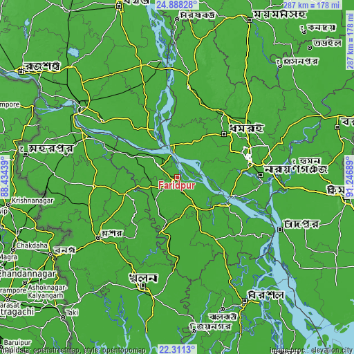 Topographic map of Farīdpur
