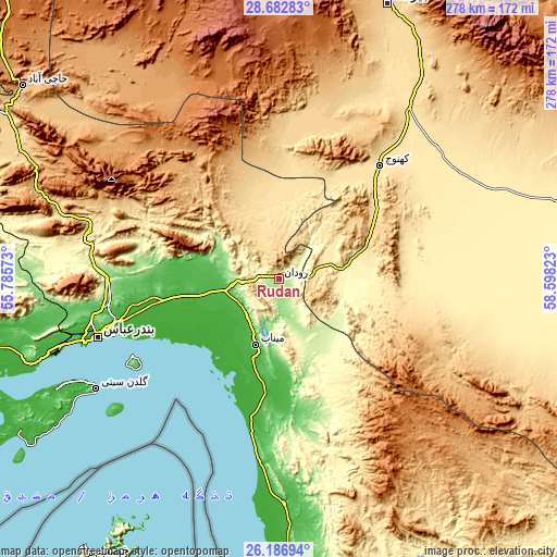 Topographic map of Rūdān