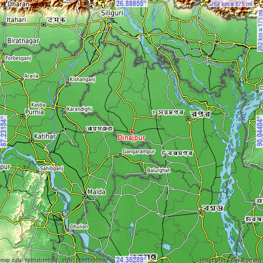 Topographic map of Dinājpur
