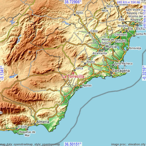 Topographic map of La Torrecilla