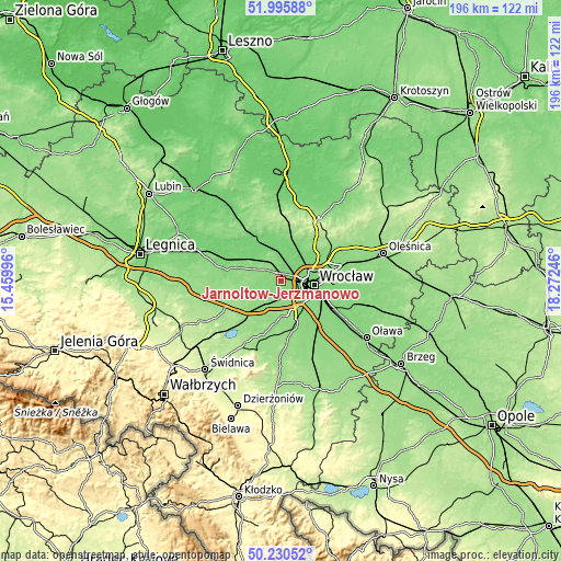 Topographic map of Jarnołtów-Jerzmanowo