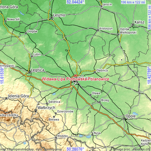 Topographic map of Widawa-Lipa Piotrowska-Polanowice