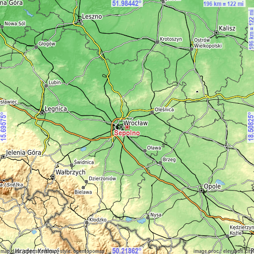 Topographic map of Sępolno
