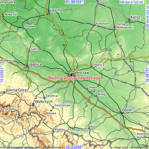 Topographic map of Rejon placu Grunwaldzkiego