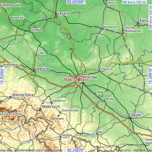 Topographic map of Maślice Małe