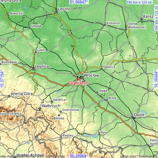 Topographic map of Grabiszyn