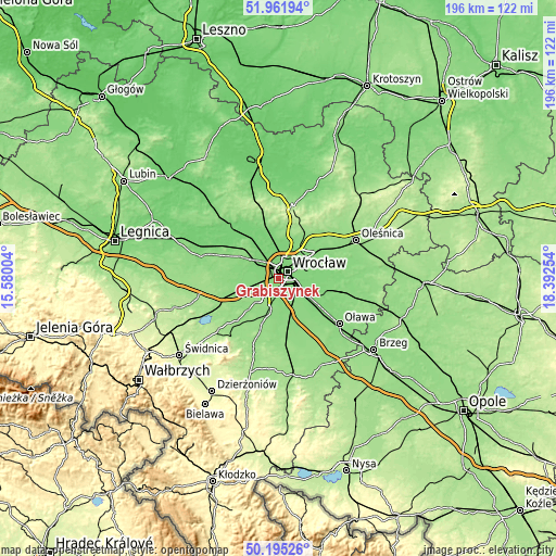 Topographic map of Grabiszynek