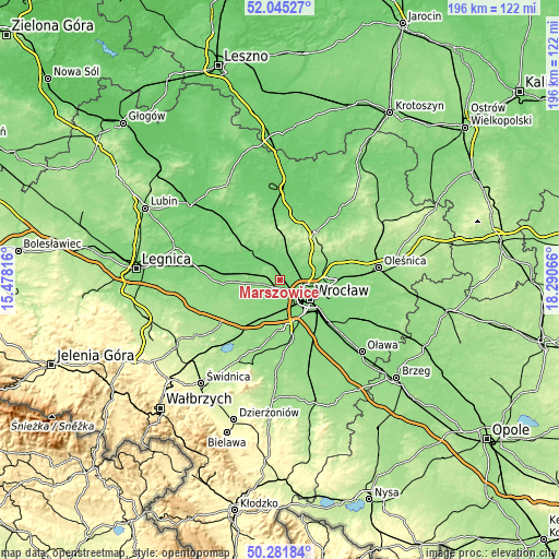 Topographic map of Marszowice