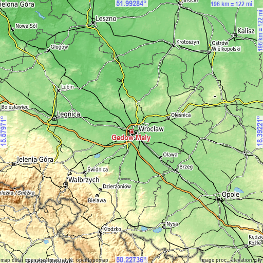 Topographic map of Gądów Mały
