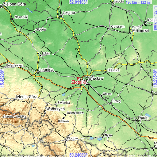 Topographic map of Złotniki