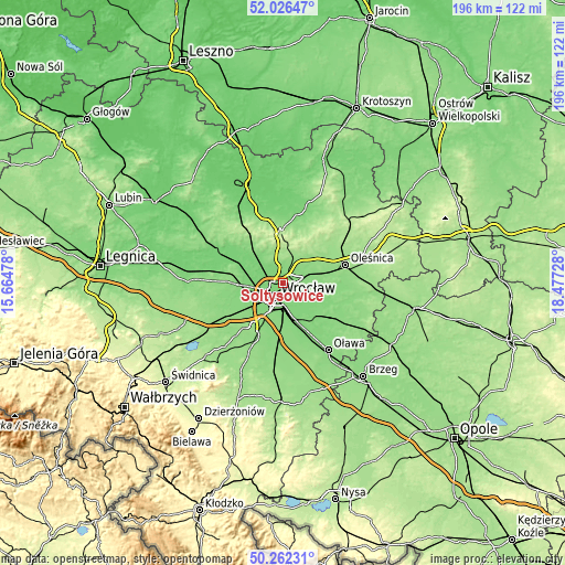 Topographic map of Sołtysowice