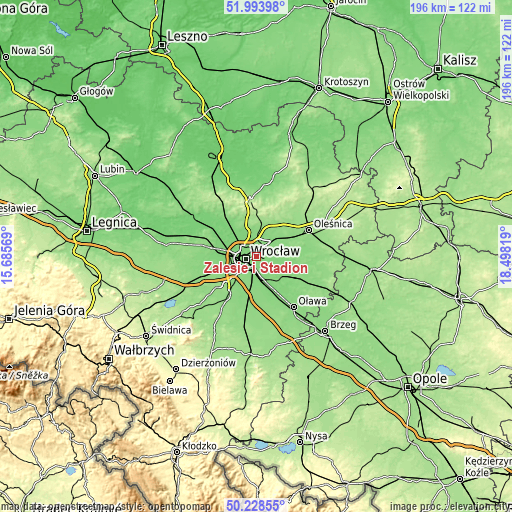 Topographic map of Zalesie i Stadion