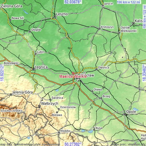 Topographic map of Maślice Wielkie