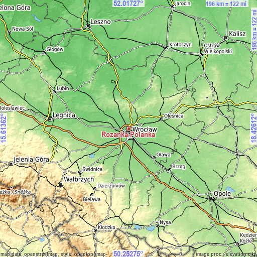 Topographic map of Różanka-Polanka