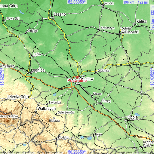 Topographic map of Poświętne