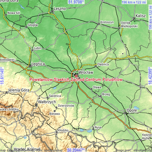 Topographic map of Powstańców Śląskich Zachód-Centrum Południow