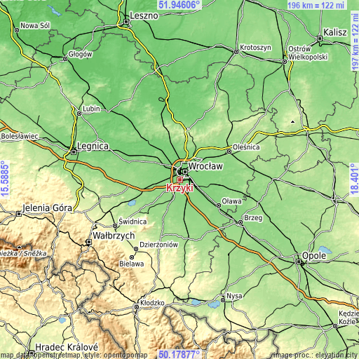 Topographic map of Krzyki