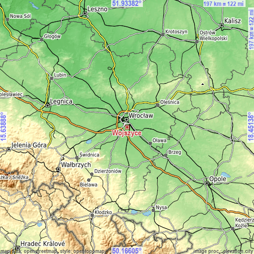 Topographic map of Wojszyce