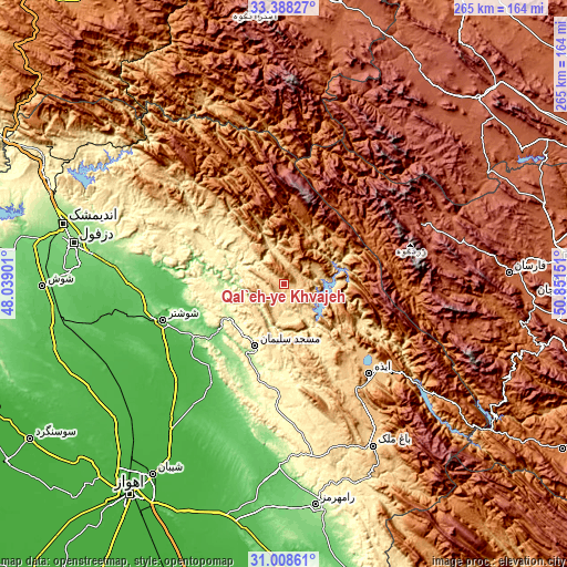 Topographic map of Qal‘eh-ye Khvājeh