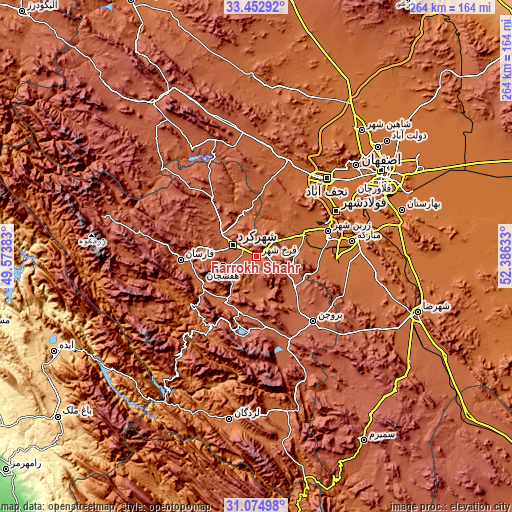Topographic map of Farrokh Shahr