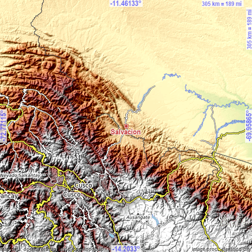 Topographic map of Salvación