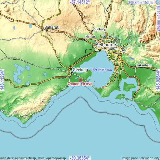 Topographic map of Ocean Grove