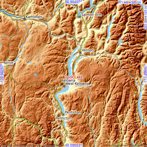 Topographic map of Duck Lake